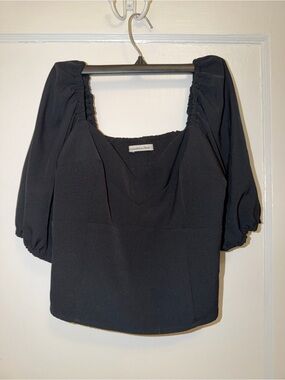 Abercrombie & Fitch Black Puff Sleeve Crop Top